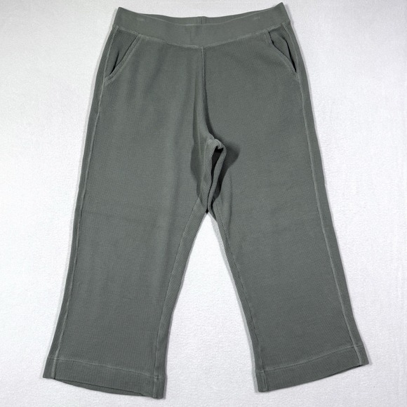 Pact Pants - Pact Pants‎ Womens XL Thermal Waffle Wide Leg Pant Organic Lounge Pull On Green